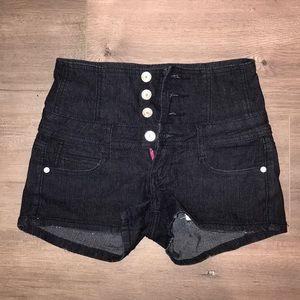 High-waist denim shorts